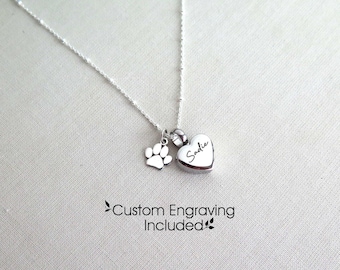 Dog Ashes Necklace, Custom Pet Ashes Necklace - Heart Cremation Jewelry & Memorial Gift