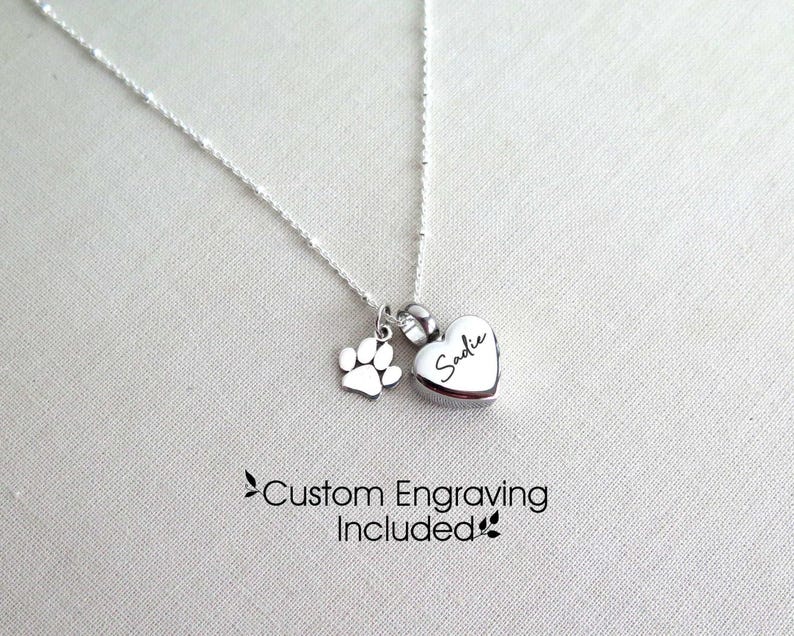 Dog Ashes Necklace, Custom Pet Ashes Necklace - Heart Cremation Jewelry & Memorial Gift image 1