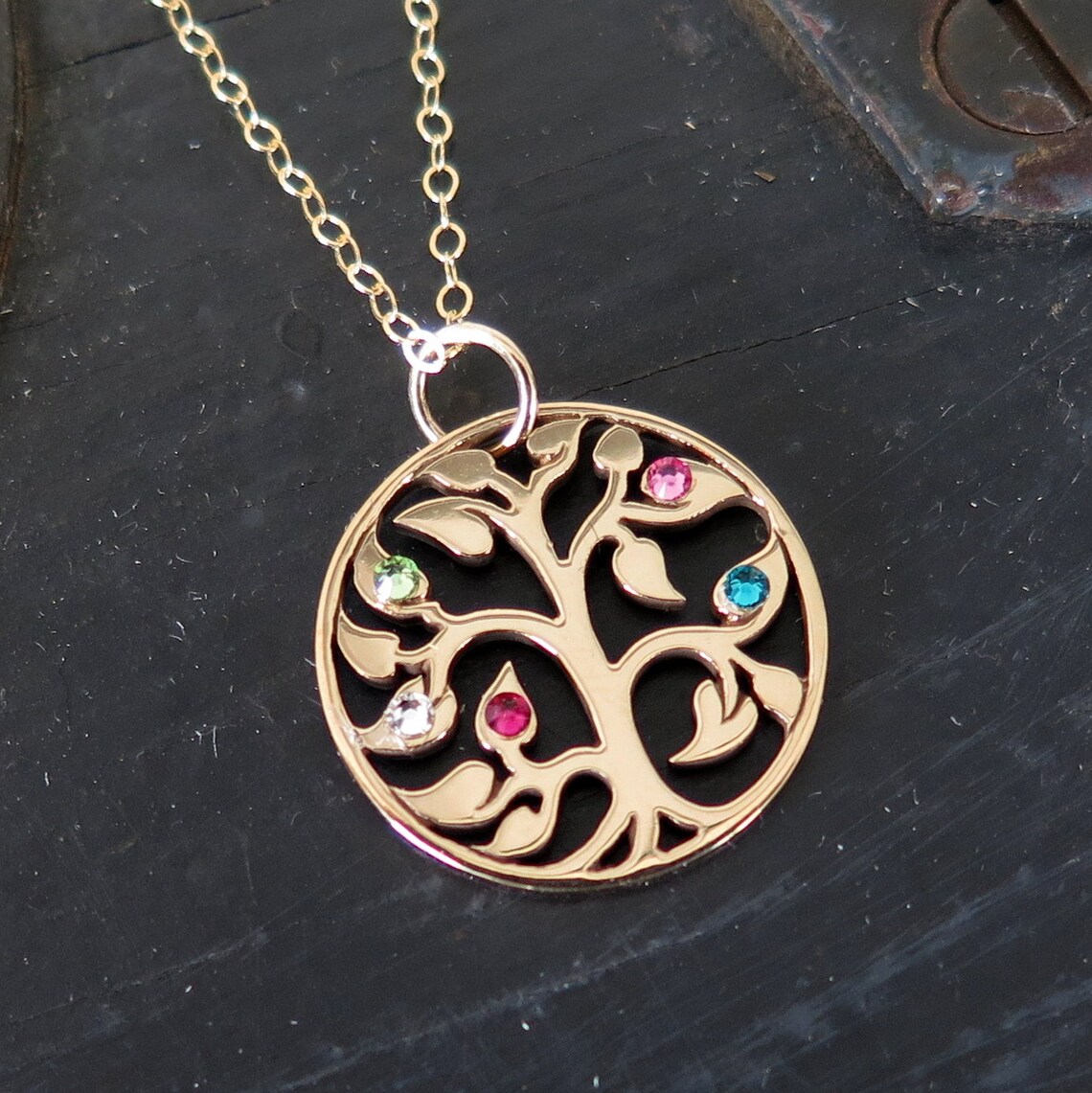 Tree Of Life Necklace Family Tree Birthstone Necklace For Etsy