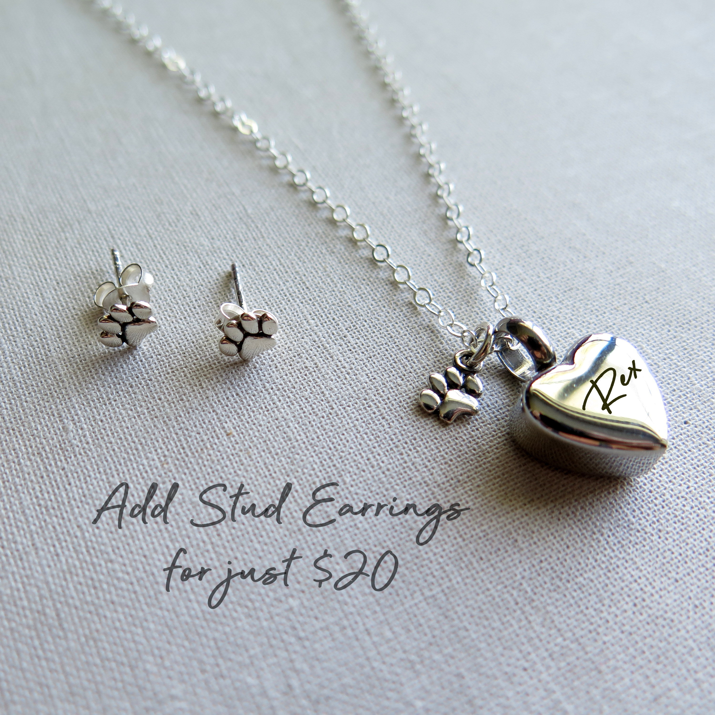 Collana Ciondolo Urna In Argento 925 Per Ceneri Di Animali Domestici - Zampa Di Cane Con Incisione "Forever In My Heart" - Gioiello Ricordo Regalo Per Donne