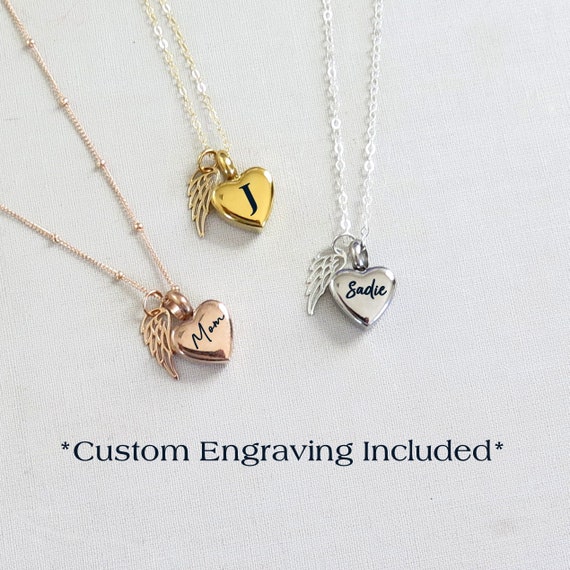 Pet Memorial Angel Wing Cremation Necklace for Ashes - Keepsake Jewelry Gift