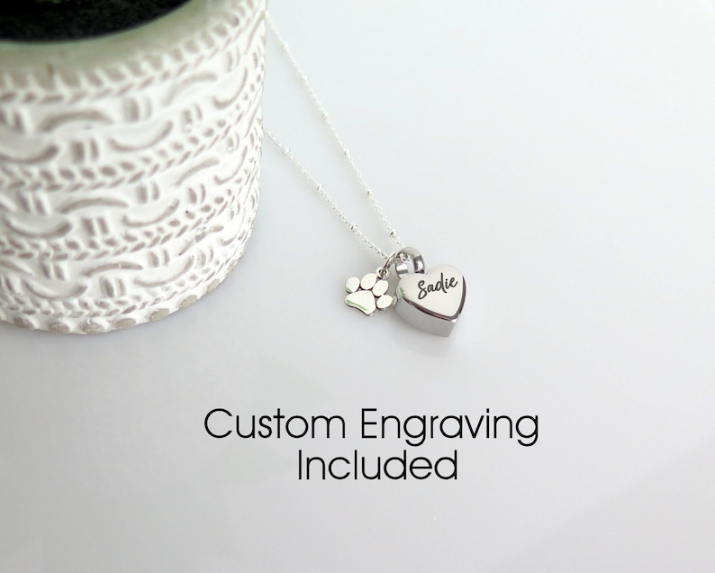 Dog Ashes Necklace, Custom Pet Ashes Necklace - Heart Cremation Jewelry & Memorial Gift image 9