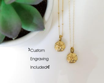 Tiny Sand Dollar Cremation Shell Urn Necklace in Gold- Beach Ashes Memorial Jewelry for  Human or Pet Memorial