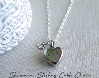 Collana Urna Per Ceneri Animale Domestico - Ciondolo Zampa In Argento 925 Con Incisione 'Forever In My Heart' - 3