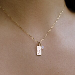 Collar de barra inspirador "Soy suficiente" con diamante Herkimer - Joyería delicada de capas chapada en oro