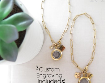 Custom Pet Hair Memorial Glass Locket, Cremation Jewelry, Dog or Cat Gold Fur Urn Bracelet, Personalized Charm Keepsake with Engraving