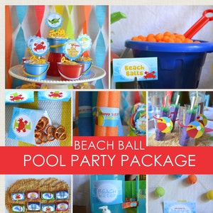 Beach Ball Party Package / Beach Party / Pool Party / Sea Creatures / Party Decorations / First Birthday / Under the Sea /Whale Crab Turtle image 1