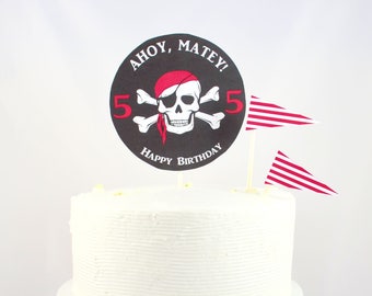 Pirate Cake Topper / Printable Cake Topper / Centerpiece  / Pirate Birthday Party / Pirate Party / Skulls / Decorations / Pirate Decorations