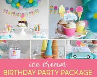 Ice Cream Birthday Party Package | Printable Ice Cream Party Decorations | Ice Cream Decorations | Ice Cream Social | Ice Cream Party Set