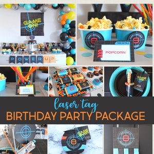 Laser Tag Party Package | Laser Tag Party Decorations | Laser Tag Birthday Party Decorations | Boy Birthday Party | Laser Tag Banner + Sign