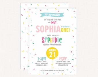 Sprinkles Birthday Invitation | Sprinkle Party | Donut Birthday Invitation | Ice Cream Party | Sweet to be One Invitation | Sprinkle Party