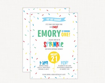 Sprinkles Birthday Invitation | Sprinkle Party | Donut Birthday Invitation | Ice Cream Party | Sweet to be One Invitation | Sprinkle Party