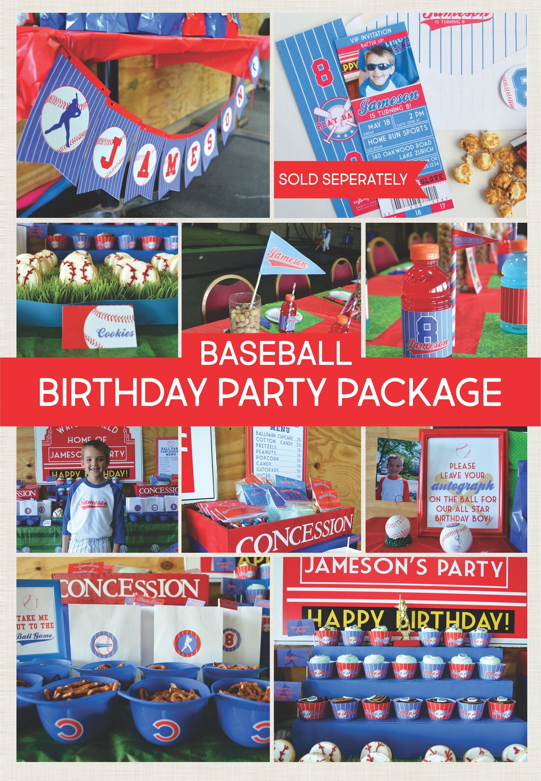 JENSENLIN Baseball Concessions Banner - Sports Theme Birthday Party Decoration Supplies
