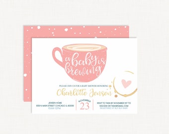 A Baby Is Brewing Invitation | Baby Shower Invitation | Coffee Baby Shower Invitation | Baby Shower Brunch Invitation | Baby Shower Tea Girl