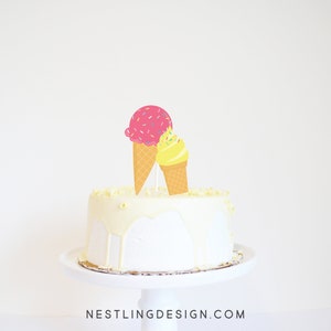 Ice Cream Birthday Cake Topper | Printable Cake Topper | Centerpiece | Ice Cream Birthday Party Decorations | Ice Cream Cake Topper