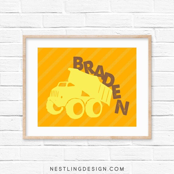 Construction Art Print Nursery Wall Art Children's Decor Name Art