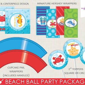 Beach Ball Party Package / Beach Party / Pool Party / Sea Creatures / Party Decorations / First Birthday / Under the Sea /Whale Crab Turtle image 3