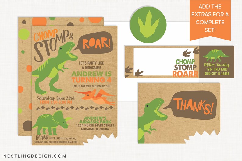 Dinosaur Birthday Invitation With Photo Dinosaur Invitation Etsy