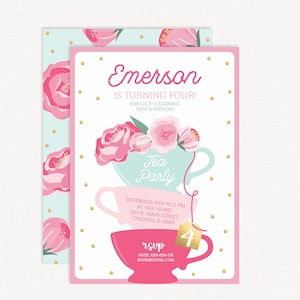 Tea Party Invitation | Tea Party Birthday Invitation | Tea Party First Birthday | Tea Cup Invitation | Birthday Invitations for Girls