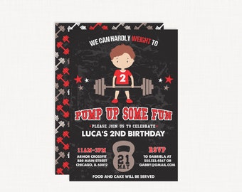 Fitness Birthday Invitation  | Workout Party | Weights | Gym Party