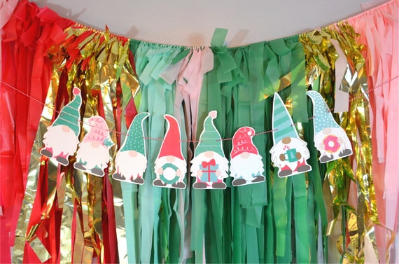 Christmas Gnome Garland | Christmas Gnome Decorations | Christmas Garland | Christmas Party Decoration | Gnome Party | Gnome Christmas Decor Il_570xn