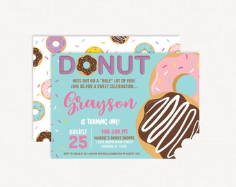 Donut Invitation | Donut Party | Donut Birthday Invitation Printable | Donut Invite | Donut Invitation Photo | Donut Birthday Party