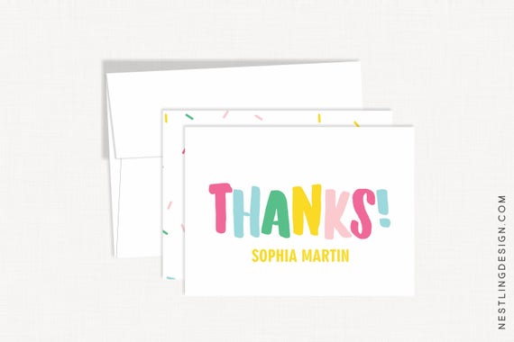 Printable Sprinkles Thank You Cards | Sprinkles Stationery | Personalized Thank You Cards | Children's Stationery | Donut Party Il_570xn