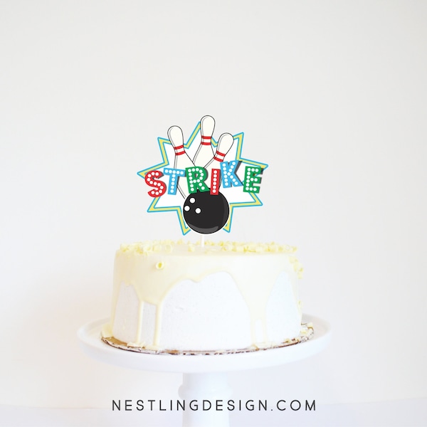 Topper de pastel de bolos / Decoraciones de fiesta de cumpleaños de bolos / Fiesta de la liga de bolos / Fiesta de bolos / Decoración de fiesta de bolos / Pastel de bola de bolos