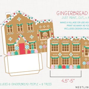 Gingerbread House Village Printable Gingerbread Houses Christmas Favor ...