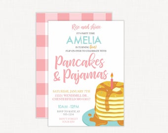 Pancakes and Pajamas Invitation | Pancakes and Pajamas Birthday Invitation | Breakfast Party | Pancake Party | Brunch Birthday Party