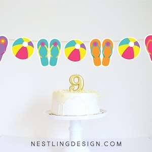 Beach Ball Garland | Summer Party Decorations | Pool Party Decorations | Beach Party Banner | Pool Party Banner | Flip Flop Garland | Party