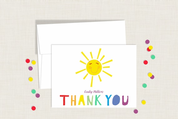 Printable Rainbow Thank You Cards / Sunshine Thank You Cards / Children's Thank You Card / Kid's Thank You Card / Stationery Il_570xn