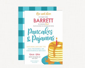 Pancakes and Pajamas Invitation | Pancakes and Pajamas Birthday Invitation | Breakfast Party | Brunch Birthday Party Invitation