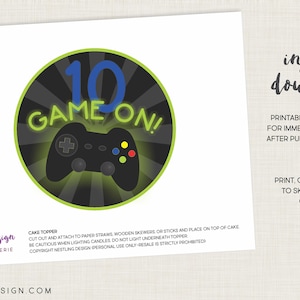 Gaming Party Cake Topper / Printable Cake Topper / Centerpiece / Gamer ...