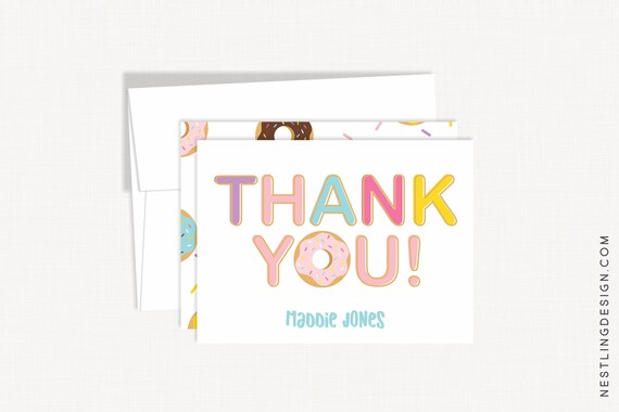 Printable Donut Thank You Cards | Personalized Stationery | Sprinkles Thank You Cards | Donut Stationery | Kids Thank You | Donut Birthday Il_570xn