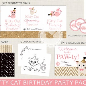 Kitty Cat Party Package Kitten Birthday Party Cat Birthday Party Cat Party Decorations Kitten Party Decorations Kitty Cat Decor image 4