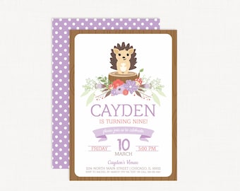 Woodland Birthday Invitation | Hedgehog Birthday Invitation | Woodland Birthday Party | Woodland Invitation for Girl | Woodland Invite