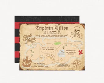 Pirate Invitations | Treasure Map Invitations | Pirate Party | Pirate Birthday Invitations | Pirate Birthday Invite | Pirate Birthday Party