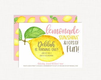 Lemonade Invitation | Lemonade Birthday Invitation | Lemonade Party | Lemonade Printables | Lemonade Birthday Party Invite | Fruit Birthday