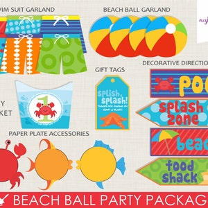 Beach Ball Party Package / Beach Party / Pool Party / Sea Creatures / Party Decorations / First Birthday / Under the Sea /Whale Crab Turtle image 5