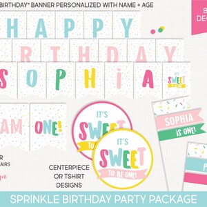 Sprinkles Birthday Party Package | Donut Birthday Party | Ice Cream Party | Sprinkles Party Decorations | It&#39;s Sweet To Be One Decorations