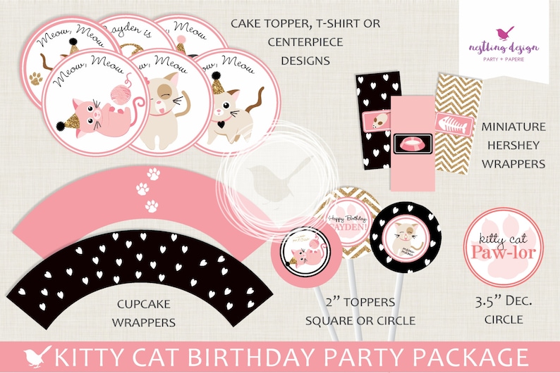 Kitty Cat Party Package Kitten Birthday Party Cat Birthday Party Cat Party Decorations Kitten Party Decorations Kitty Cat Decor image 3