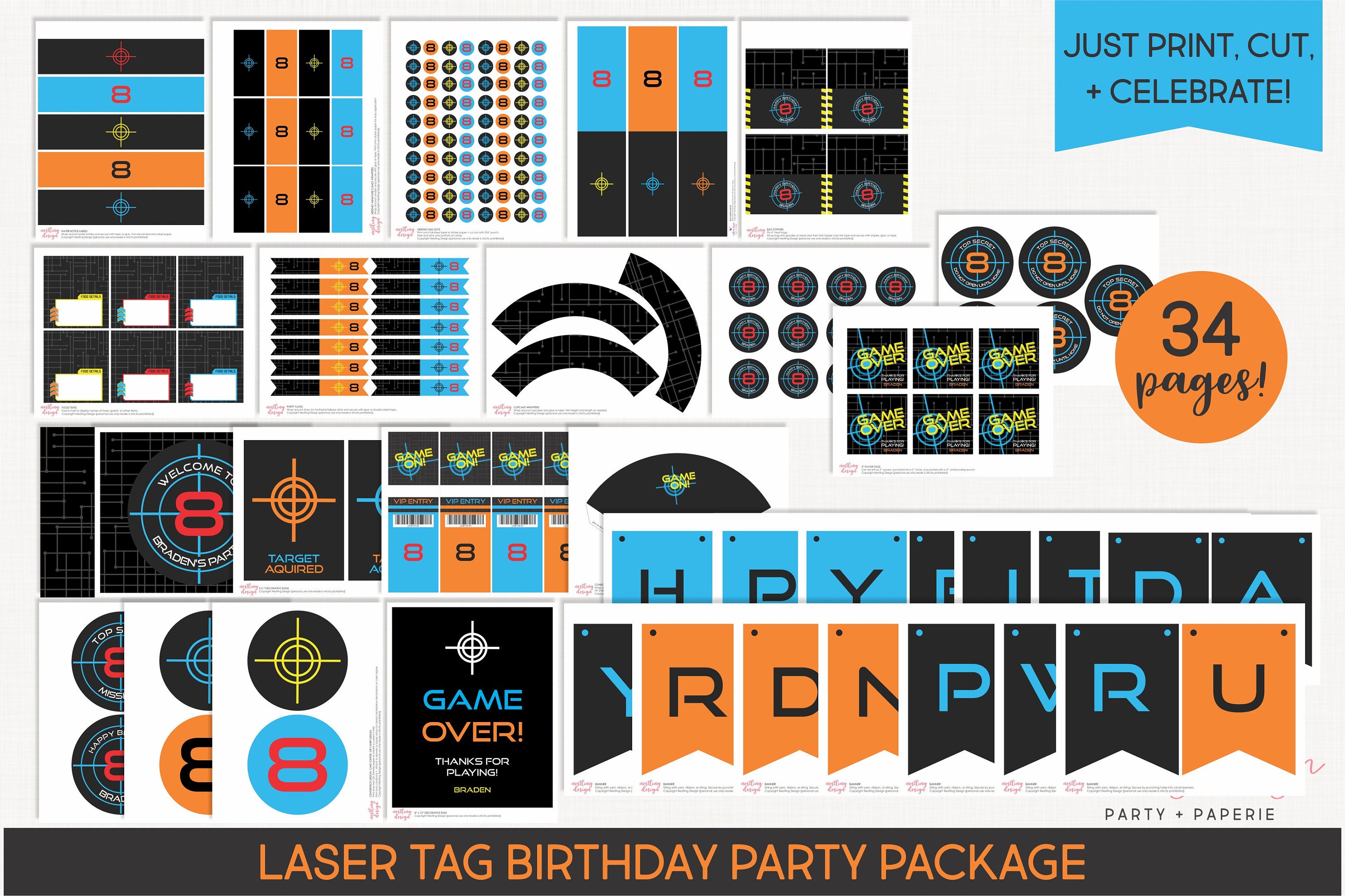 Laser Tag Geburtstagsbanner ‚Happy Birthday‘ – Deko Für Mädchen-Party, Lasertag-Thema, Aus Karton