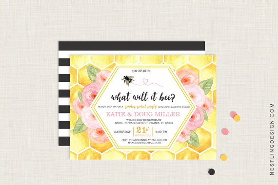 What Will It Bee Gender Reveal Invitation | What Will it Bee Baby Shower Invitations | What Will It Bee Invitation | Gender Reveal Party Il_570xn