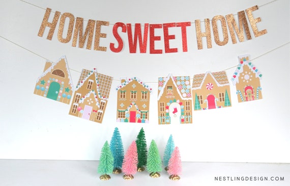 Gingerbread House Garland | Gingerbread Decorations | Christmas Banner | Christmas Garland | Gingerbread Decorating Party Decorations Il_570xn