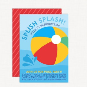 Beach Ball Invitation Beach Ball Birthday Party Invitation Beachball Invitation Beach Ball Party Pool Party Invitation Beach Party image 1