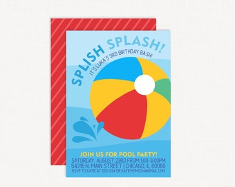 Beach Ball Invitation | Beach Ball Birthday Party Invitation | Beachball Invitation | Beach Ball Party | Pool Party Invitation | Beach Party