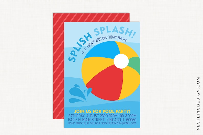 Beach Ball Invitation Beach Ball Birthday Party Invitation Beachball Invitation Beach Ball Party Pool Party Invitation Beach Party image 1