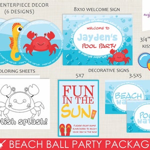 Beach Ball Party Package / Beach Party / Pool Party / Sea Creatures / Party Decorations / First Birthday / Under the Sea /Whale Crab Turtle image 4