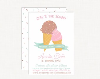 Pastel Ice Cream Invitation | Ice Cream Party Invitation | Ice Cream Birthday Invitation | Ice Cream Social Invite | Ice Cream Party Invite